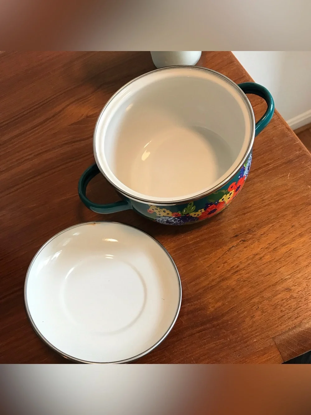 Pioneer Woman 1 Qt Mini Dutch Oven  Dazzling Dahlias Floral EUC lot of 2 w Lids